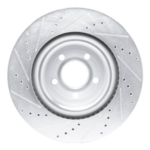 Ford Explorer Brake Rotor (1) - Front Right - R1 Concepts - Drilled & Slotted - Silver - `20-`25